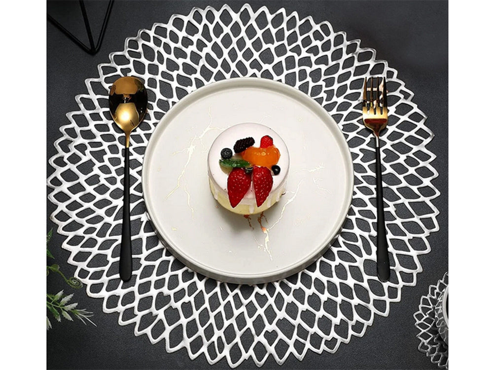 Apvalus virtuvės stalo kilimėlis ažūrinis dekoratyvinis stalo kilimėlis, Sidabras, Szín, Ezüst