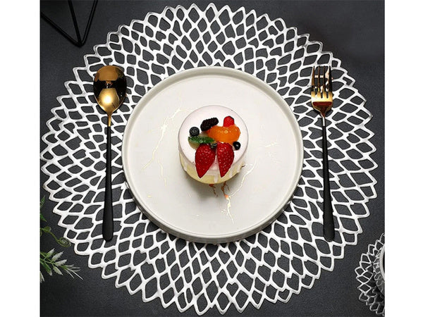 Apvalus virtuvės stalo kilimėlis ažūrinis dekoratyvinis stalo kilimėlis, Sidabras, Szín, Ezüst