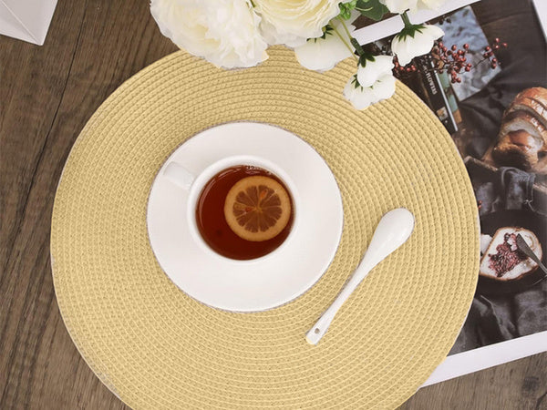 Apvali plokštelė kilimėlis virtuvės pledas stalo kilimėlis kremas