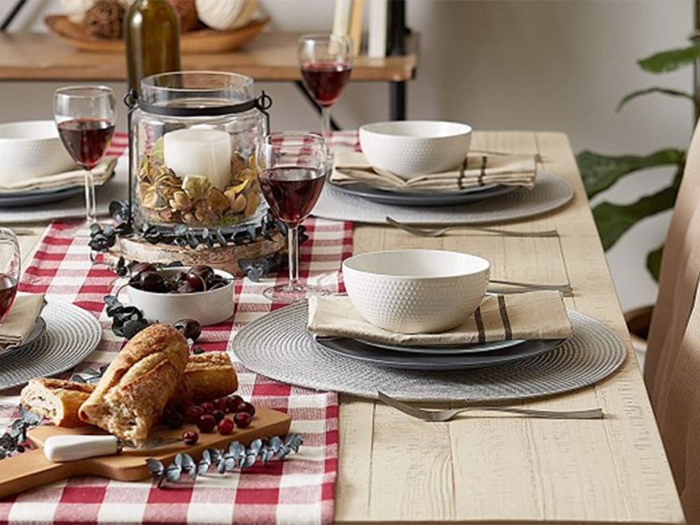 Apvalus kilimėlis virtuvės stalui, pintas stalo kilimėlis pilkos spalvos, Sidabras, Szín, Ezüst