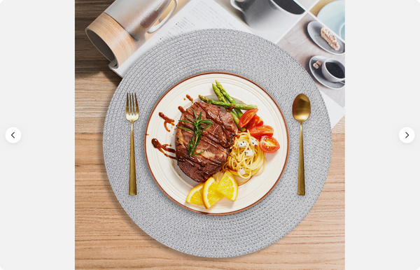 Apvalus kilimėlis virtuvės stalui, pintas stalo kilimėlis pilkos spalvos, Sidabras, Szín, Ezüst