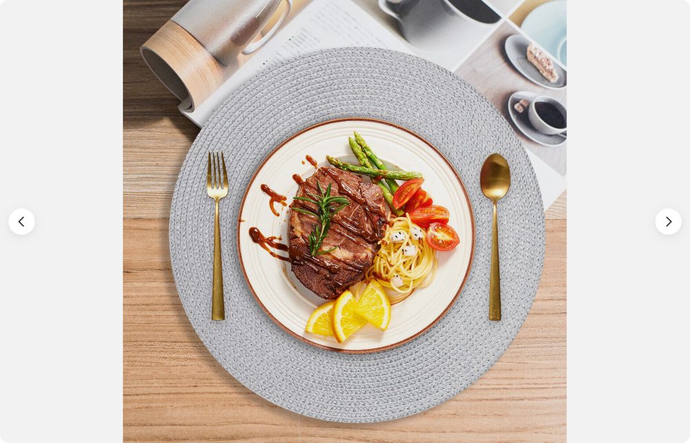 Apvalus kilimėlis virtuvės stalui, pintas stalo kilimėlis pilkos spalvos, Sidabras, Szín, Ezüst