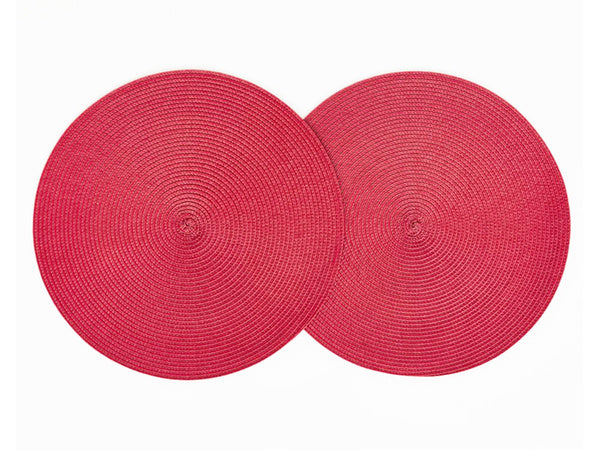 Podkładka okrągła pod talerz na stół kuchenna pleciona mata stołowa bordowa, Raudona, Szín, Piros