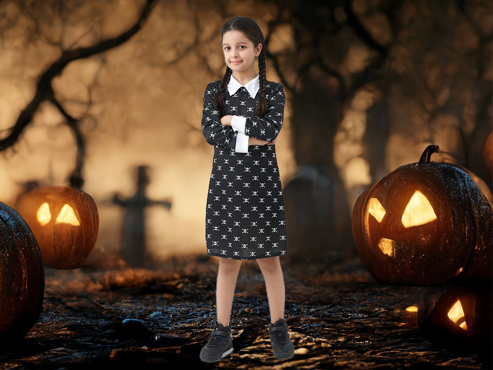 Sukienka wednesday addams strój kostium dla dzieci halloween przebranie 145