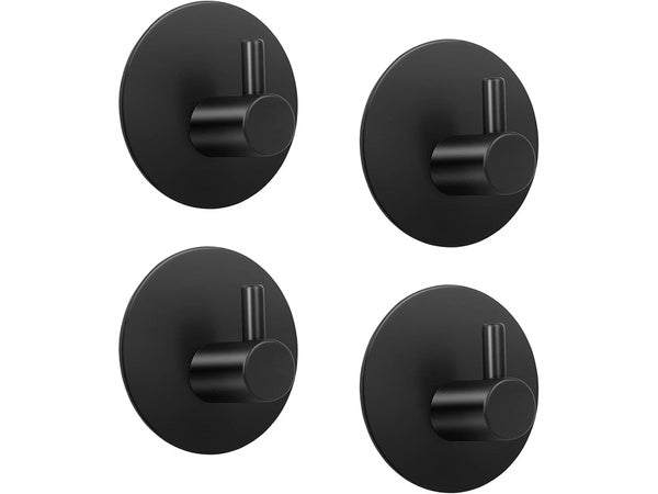 Vieno kabliuko apvalus rankšluosčių laikiklis, savaime lipnus, juodas plienas