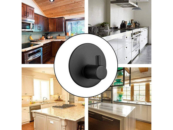 Vieno kabliuko apvalus rankšluosčių laikiklis, savaime lipnus, juodas plienas