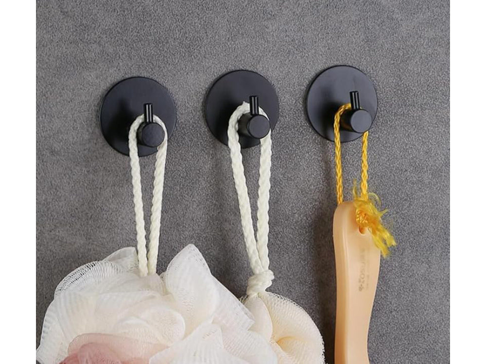 Vieno kabliuko apvalus rankšluosčių laikiklis, savaime lipnus, juodas plienas