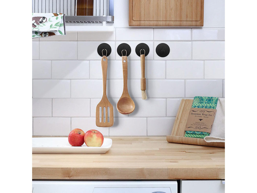 Vieno kabliuko apvalus rankšluosčių laikiklis, savaime lipnus, juodas plienas