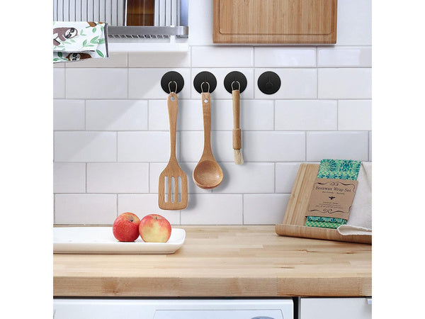 Vieno kabliuko apvalus rankšluosčių laikiklis, savaime lipnus, juodas plienas