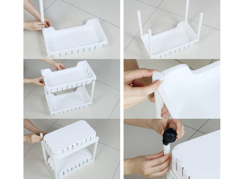 Vonios lentyna virtuvės spintelė mobili knygų spinta ant ratukų 3 lygių kabliukai