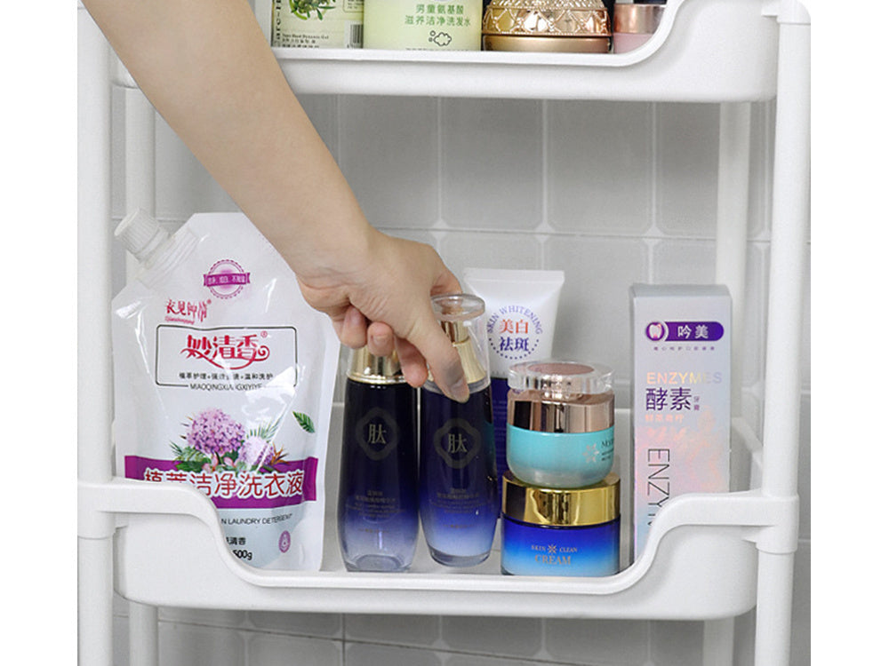 Vonios lentyna virtuvės spintelė mobili knygų spinta ant ratukų 3 lygių kabliukai