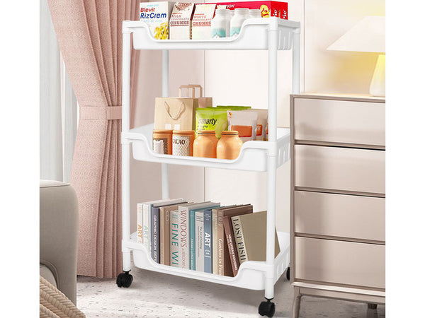 Vonios lentyna virtuvės spintelė mobili knygų spinta ant ratukų 3 lygių kabliukai