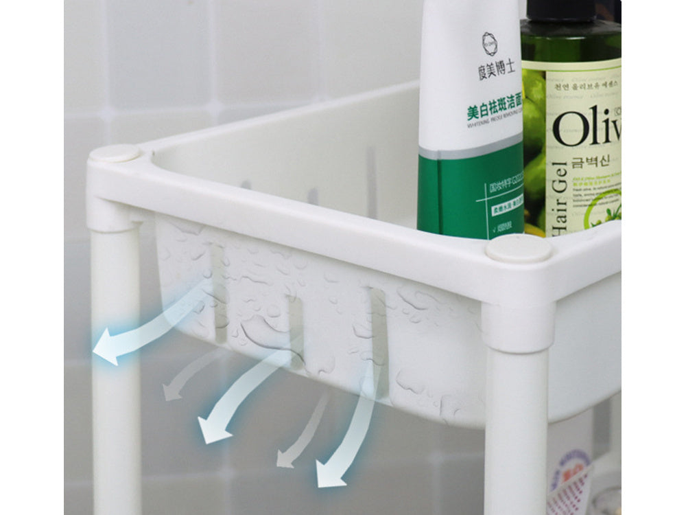 Vonios lentyna virtuvės spintelė mobili knygų spinta ant ratukų 3 lygių kabliukai