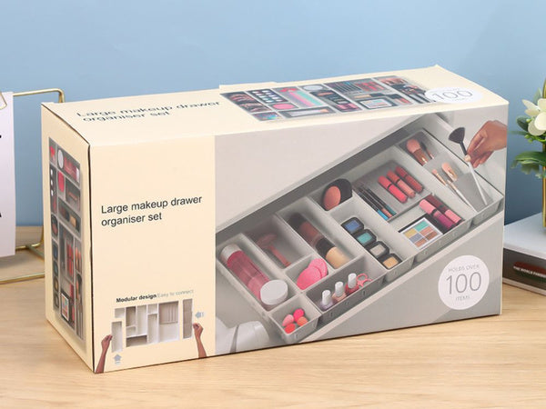 Didelis kosmetikos organizatorius modulinis stalčių įdėklas 12 elementų