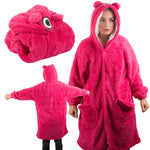 Šiltas oversize antklodės džemperis xl storas 2in1 kailis su gobtuvu antklodės džemperis storas, Rožinė, Szín, Rózsaszín