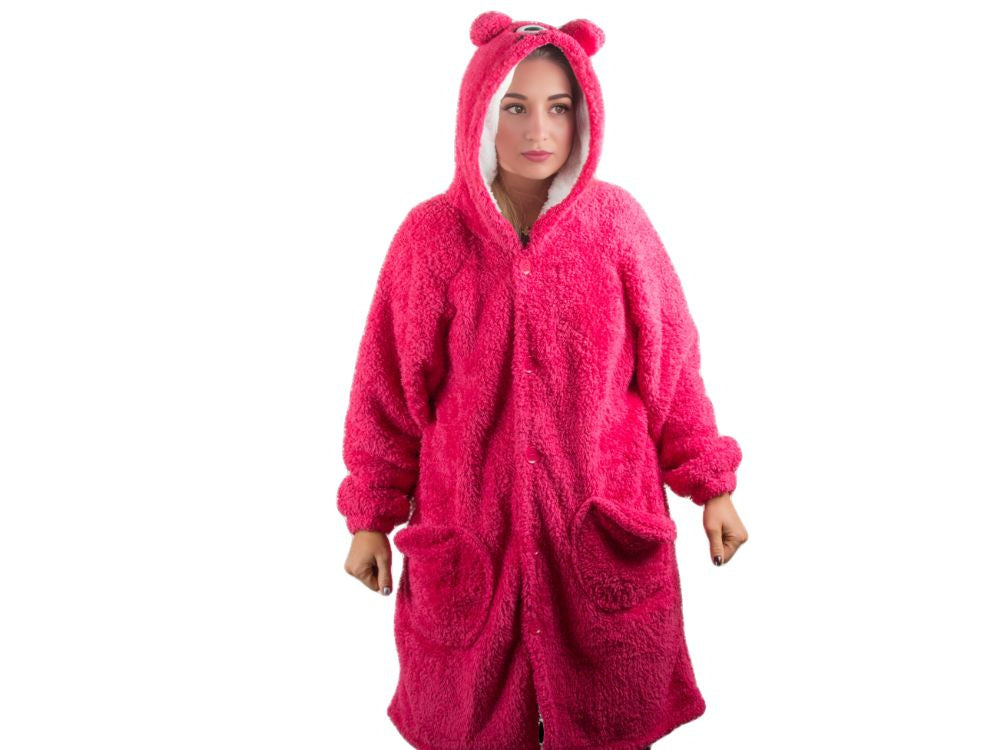 Šiltas oversize antklodės džemperis xl storas 2in1 kailis su gobtuvu antklodės džemperis storas, Rožinė, Szín, Rózsaszín
