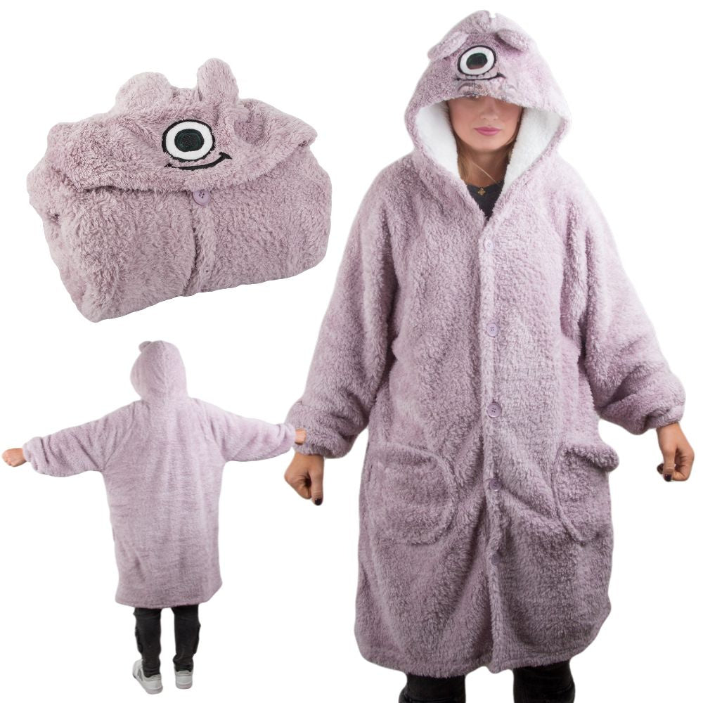 Šiltas oversize antklodės džemperis xl storas 2in1 kailis su gobtuvu antklodės džemperis storas, Violetinė, Szín, Lila