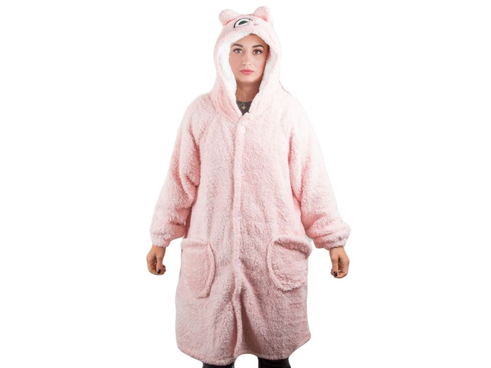 Šiltas oversize antklodės džemperis xl storas 2in1 kailis su gobtuvu antklodės džemperis storas, Rožinė, Szín, Rózsaszín