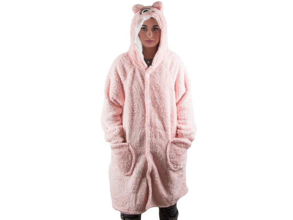 Šiltas oversize antklodės džemperis xl storas 2in1 kailis su gobtuvu antklodės džemperis storas, Rožinė, Szín, Rózsaszín