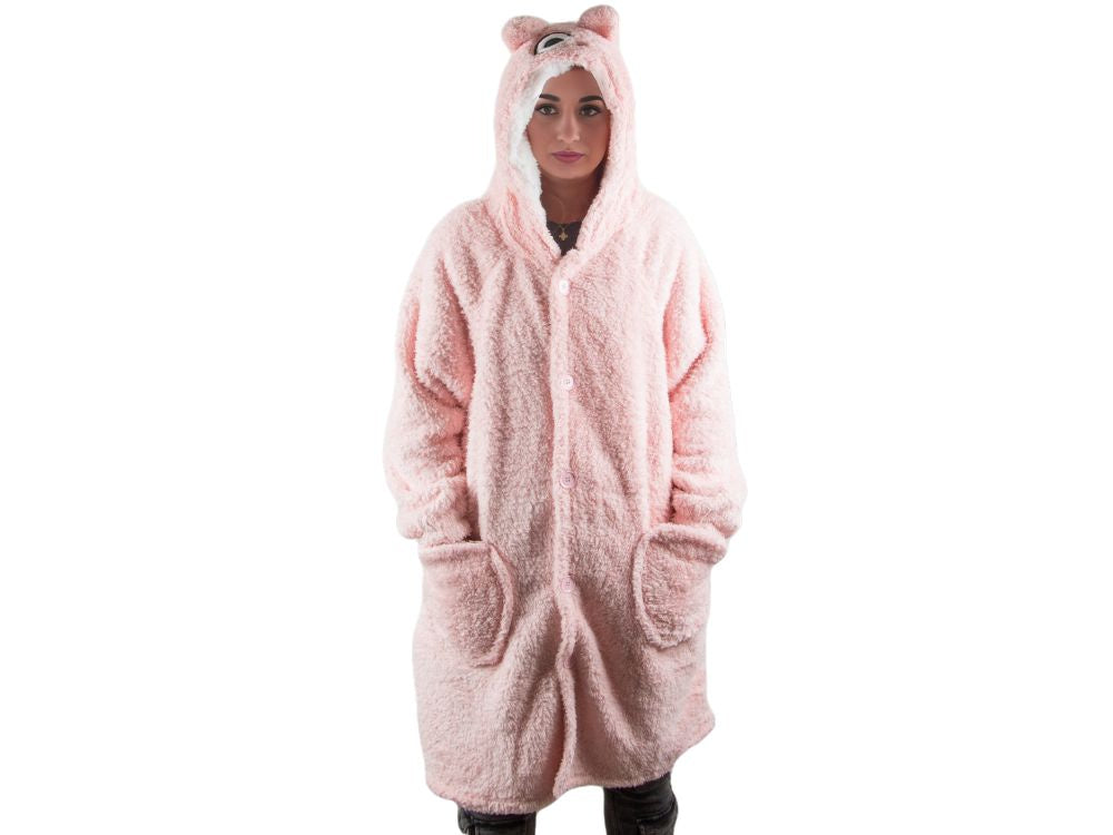 Šiltas oversize antklodės džemperis xl storas 2in1 kailis su gobtuvu antklodės džemperis storas, Rožinė, Szín, Rózsaszín