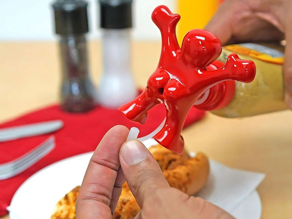 Juokingas dangtelis žmogaus padažų buteliui su kamšteliu sir perky