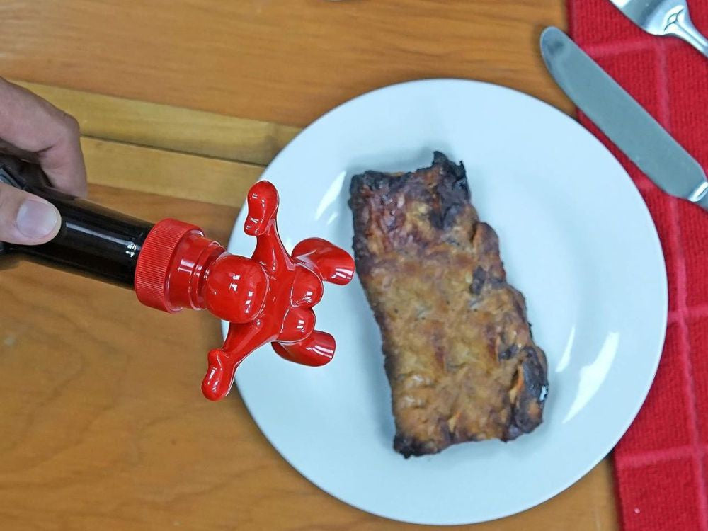 Juokingas dangtelis žmogaus padažų buteliui su kamšteliu sir perky