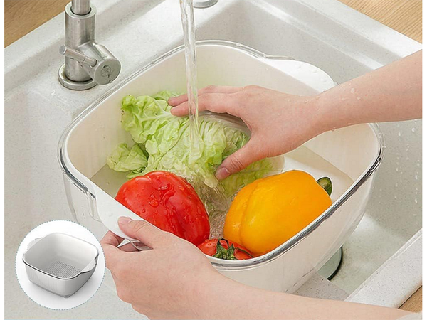 Dvigubas dubuo vaisiams plauti colander sietelis krepšelis sietelis sietelis sietelis