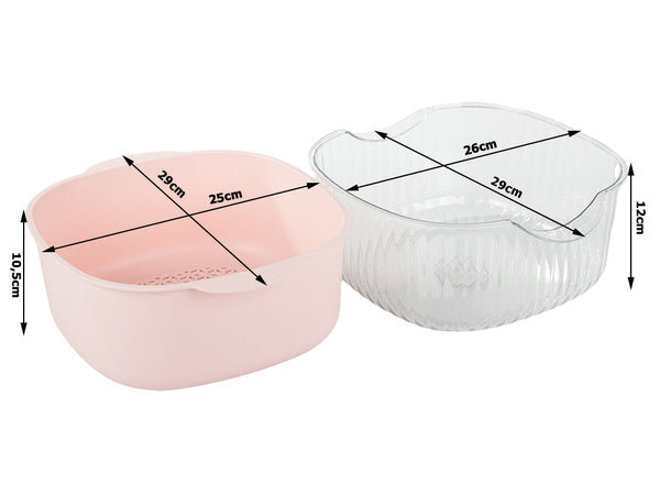 Dvigubas dubuo vaisiams plauti colander sietelis krepšelis sietelis sietelis sietelis