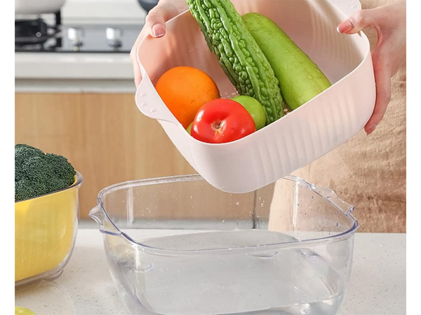 Dvigubas dubuo vaisiams plauti colander sietelis krepšelis sietelis sietelis sietelis
