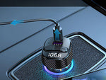 Automobilinis siųstuvas fm mp3/wma usb a+usb c 30w bluetooth 5.3 led qc 3.0
