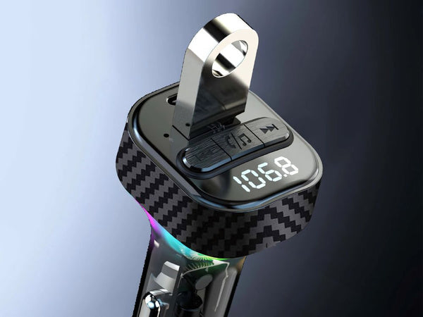 Automobilinis siųstuvas fm mp3/wma usb a+usb c 30w bluetooth 5.3 led qc 3.0