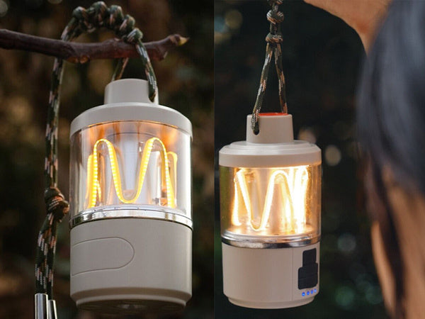 Kelionių šviesos kempingas įkraunamas led žibintuvėlis powerbank usb kempingas