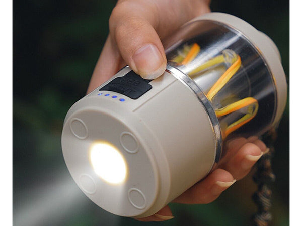 Kelionių šviesos kempingas įkraunamas led žibintuvėlis powerbank usb kempingas
