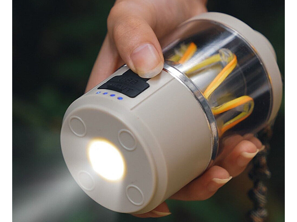 Kelionių šviesos kempingas įkraunamas led žibintuvėlis powerbank usb kempingas