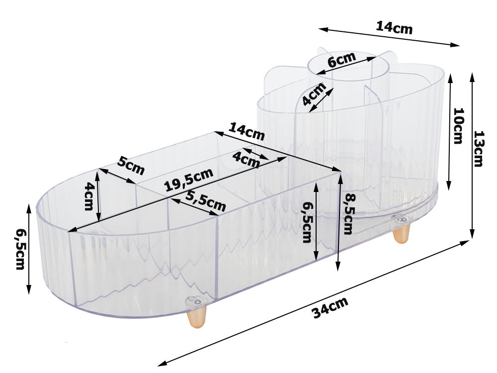 Skrynelė kosmetikos organizatorius papuošalų šepetėlio laikiklis pasukamas šepetėlio laikiklis