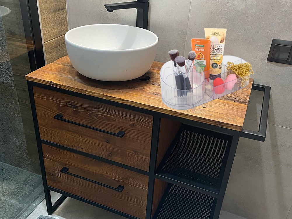 Skrynelė kosmetikos organizatorius papuošalų šepetėlio laikiklis pasukamas šepetėlio laikiklis