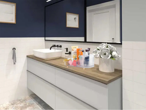 Skrynelė kosmetikos organizatorius papuošalų šepetėlio laikiklis pasukamas šepetėlio laikiklis