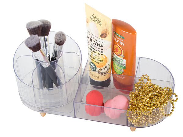 Skrynelė kosmetikos organizatorius papuošalų šepetėlio laikiklis pasukamas šepetėlio laikiklis