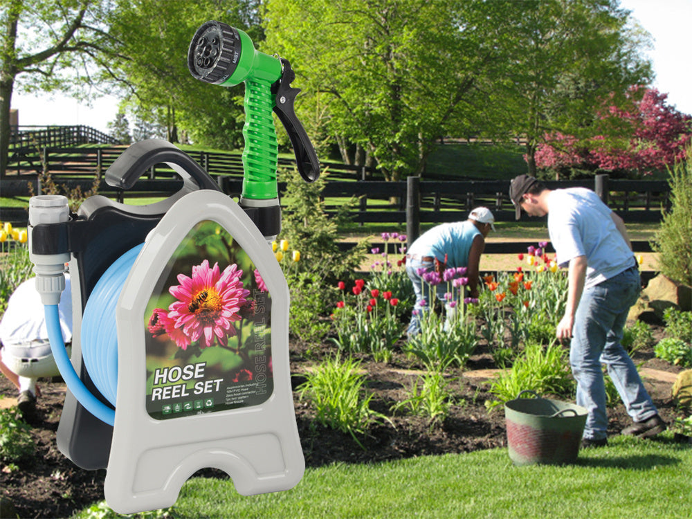 Sodo laistymo žarna ant stovo su suvyniotu purkštuvu 10 m, Mėlyna, Szín, Kék