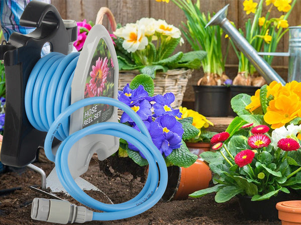 Sodo laistymo žarna ant stovo su suvyniotu purkštuvu 10 m, Mėlyna, Szín, Kék