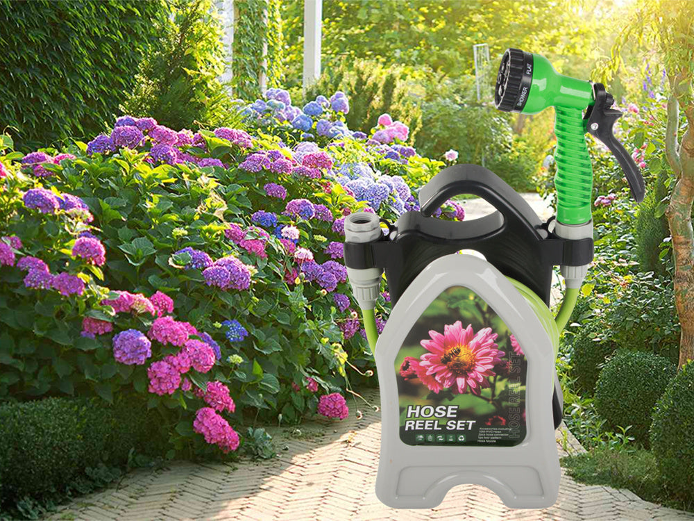 Sodo laistymo žarna ant stovo su suvyniotu purkštuvu 10 m, Žalia, Szín, Zöld