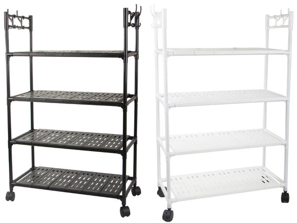 Vonios lentyna virtuvės spintelė mobilus lentynas ant ratų 4 lygių kabliukai