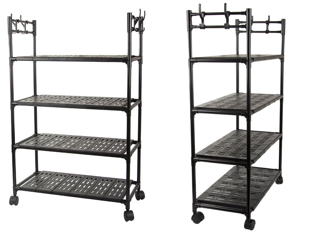 Vonios lentyna virtuvės spintelė mobilus lentynas ant ratų 4 lygių kabliukai