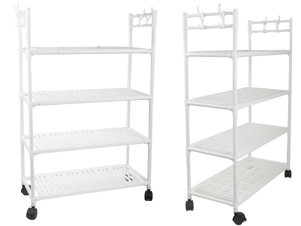 Vonios lentyna virtuvės spintelė mobilus lentynas ant ratų 4 lygių kabliukai