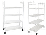 Vonios lentyna virtuvės spintelė mobilus lentynas ant ratų 4 lygių kabliukai