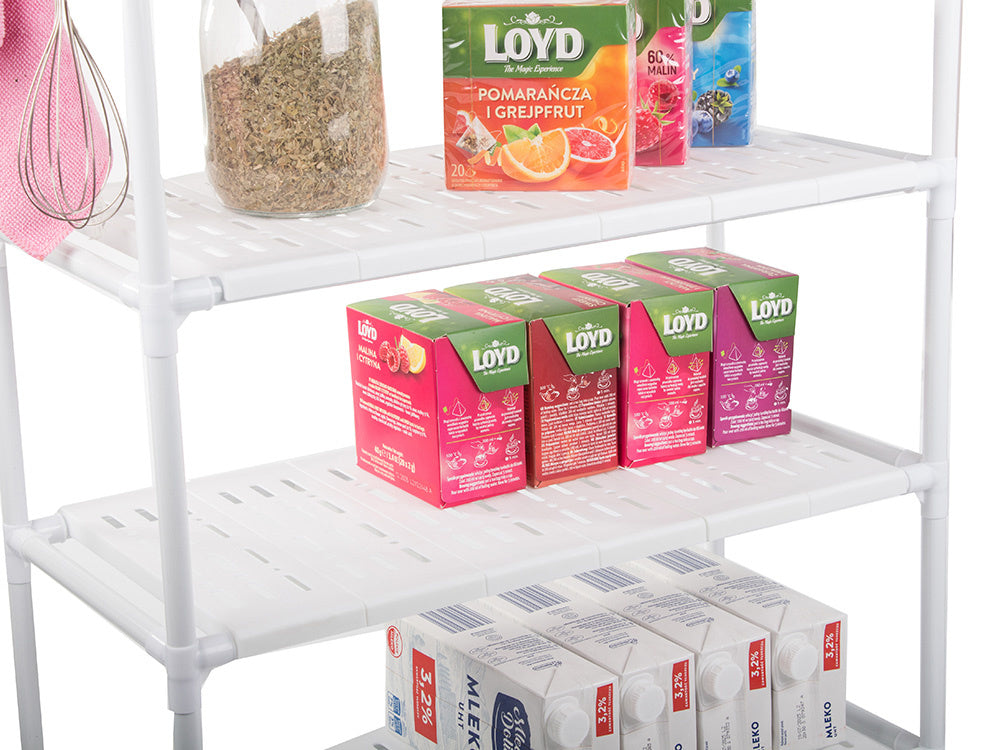 Vonios lentyna virtuvės spintelė mobilus lentynas ant ratų 4 lygių kabliukai