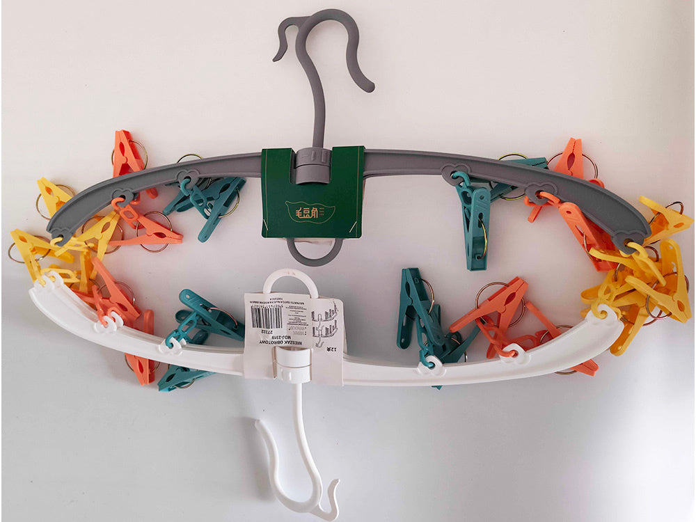 Kojinių džiovintuvė apatinių drabužių pakabinamas stovas 12x klipsų rinkinys