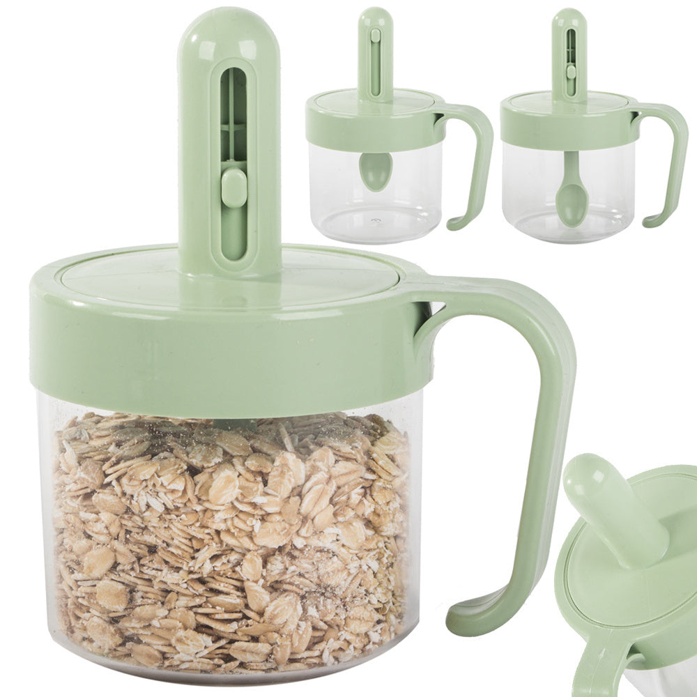 Virtuvės prieskonių indas su maisto šaukštu puodelis su ausies užraktu