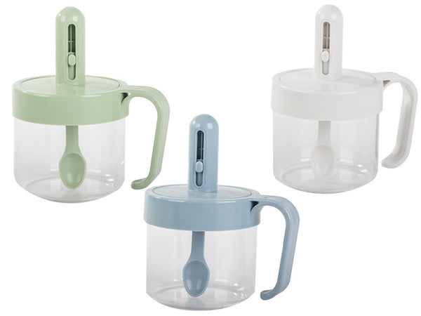 Virtuvės prieskonių indas su maisto šaukštu puodelis su ausies užraktu