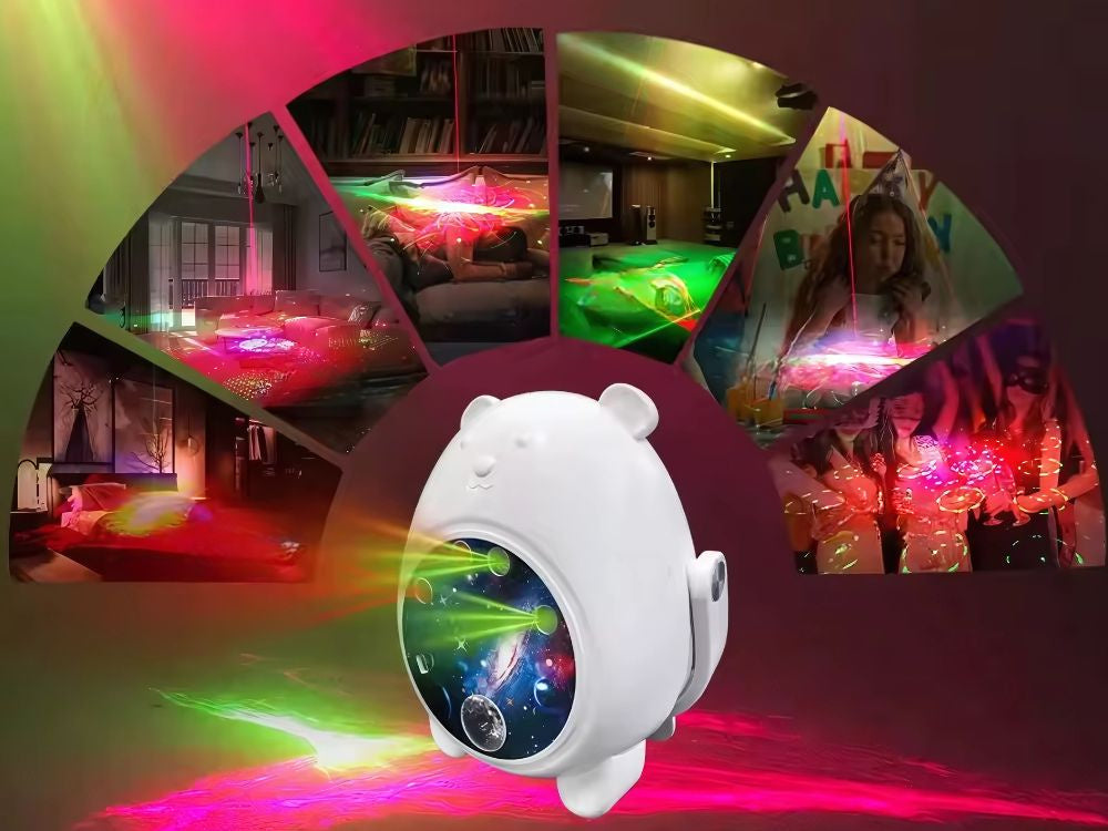 Projektorius meška naktinė šviesa led lazerinis projektorius universalus nuotolinio valdymo pultas